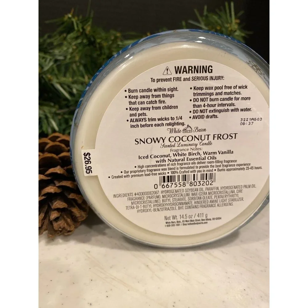 Bath & Body Works “Snowy Coconut Frost” New 3 Wick Candle